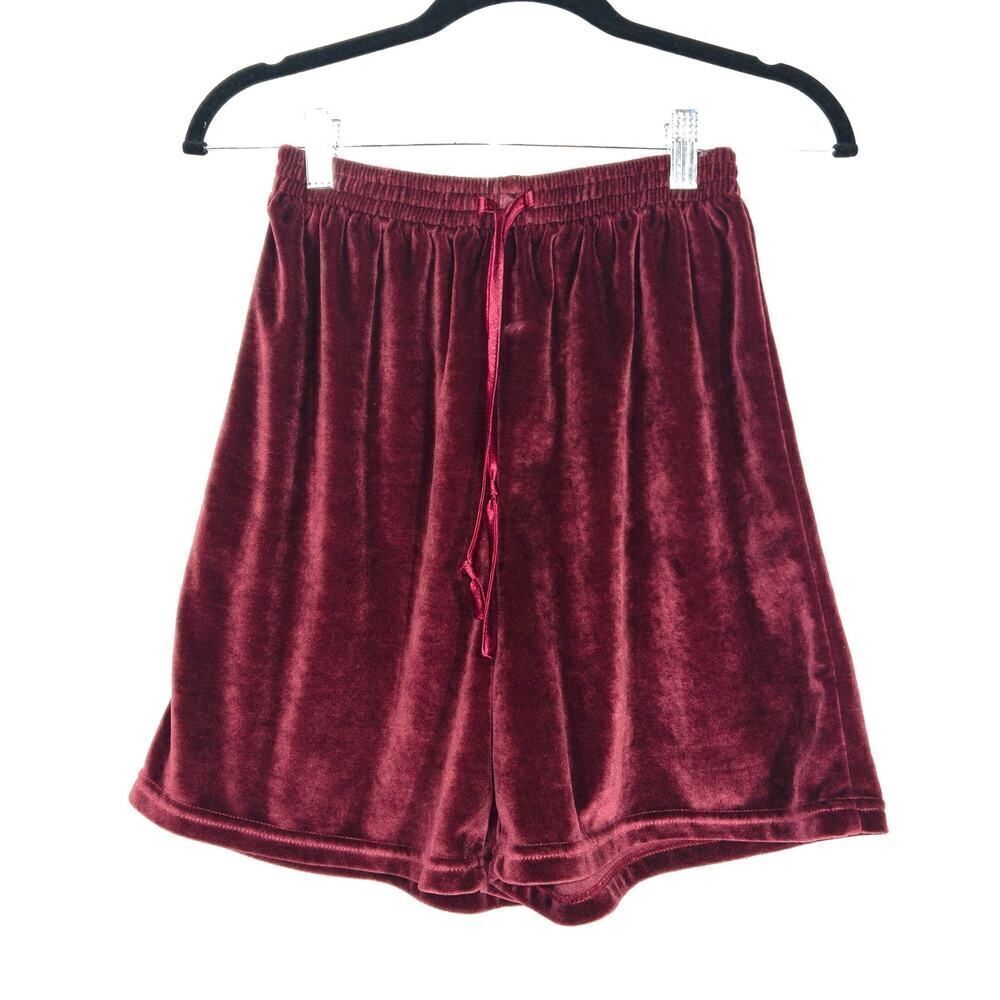 Partners Intimates Maroon Velvet‎ High Rise Pajama Shorts Size Small